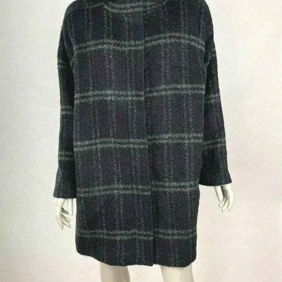 Eileen Fisher Chash Alpaca Blend Hooded Coat Lined Pockets Plaid Women XL NWT - Picture 4 of 16